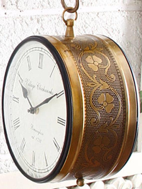 golden brass plated double sided station clock - 1292803 - Zoom Image - 2
