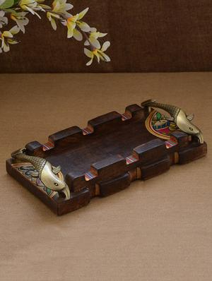 Brown Wooden Hand painted Handi Set - 1292825 - Standard Image - 2