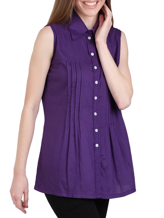 purple viscose regular shirt - 12934117 - Zoom Image - 2