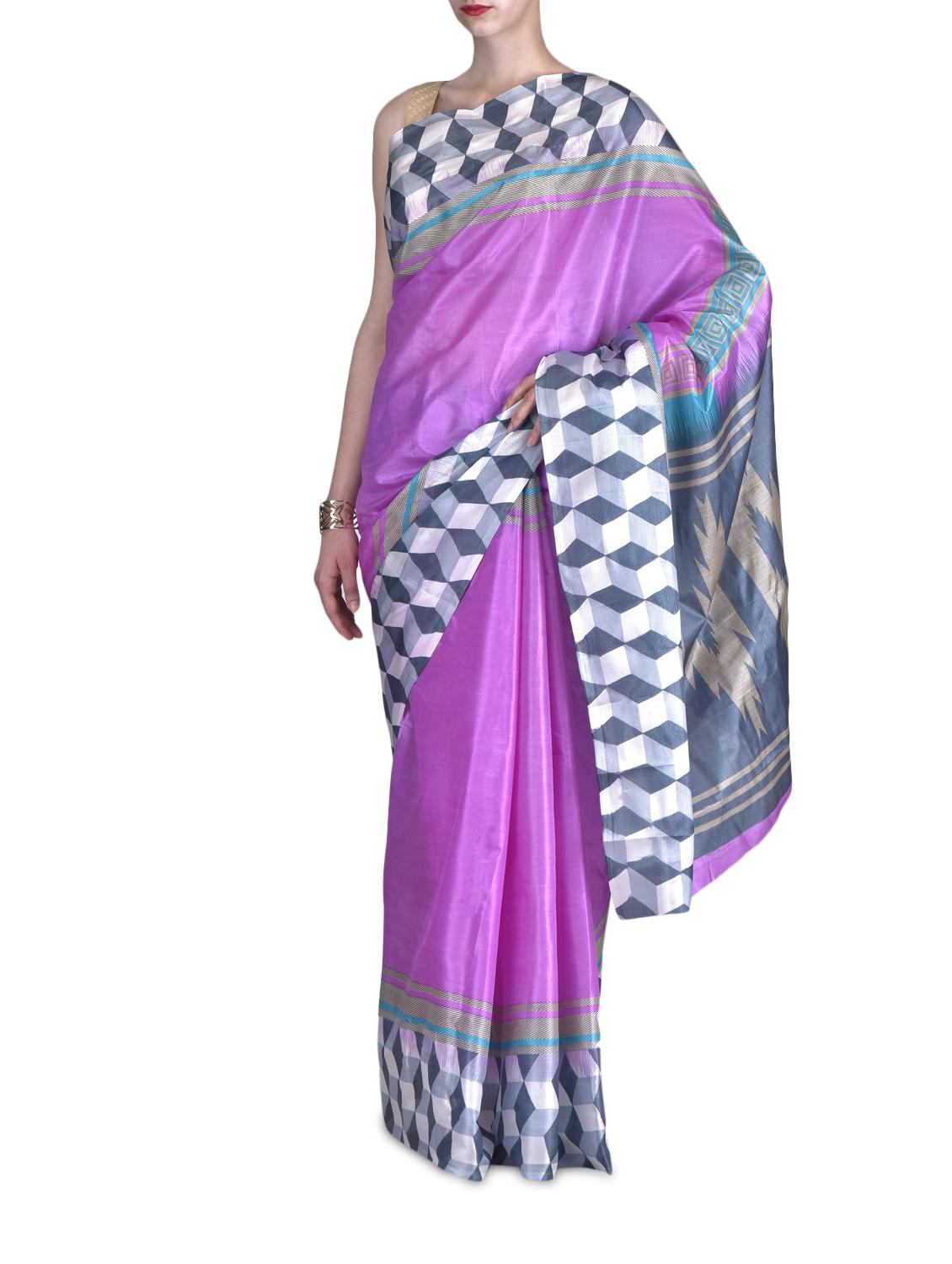 Purple Art Silk Saree - By