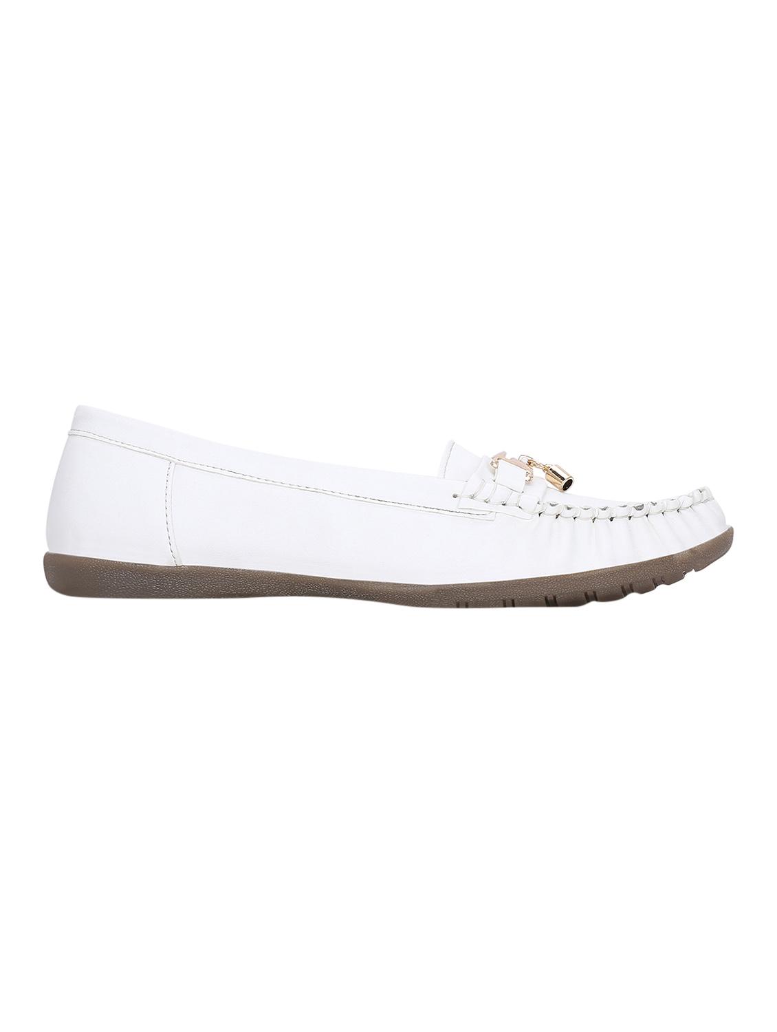white faux leather slip on loafers - 12941915 - Zoom Image - 2