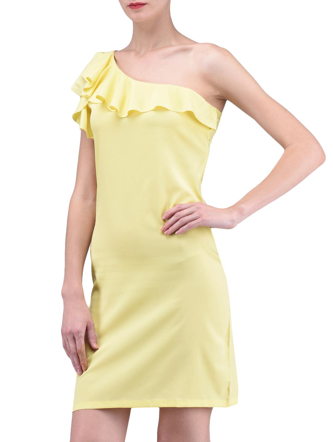 yellow plain poly crepe dress - 1294658 - Zoom Image - 2