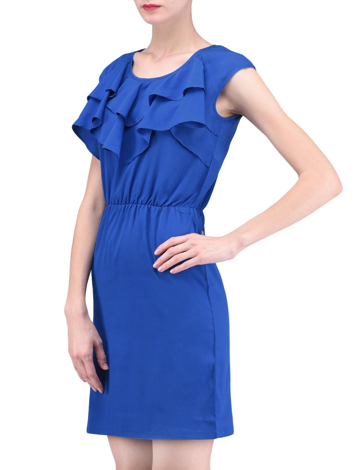 blue poly crepe ruffle dress - 1294659 - Zoom Image - 2