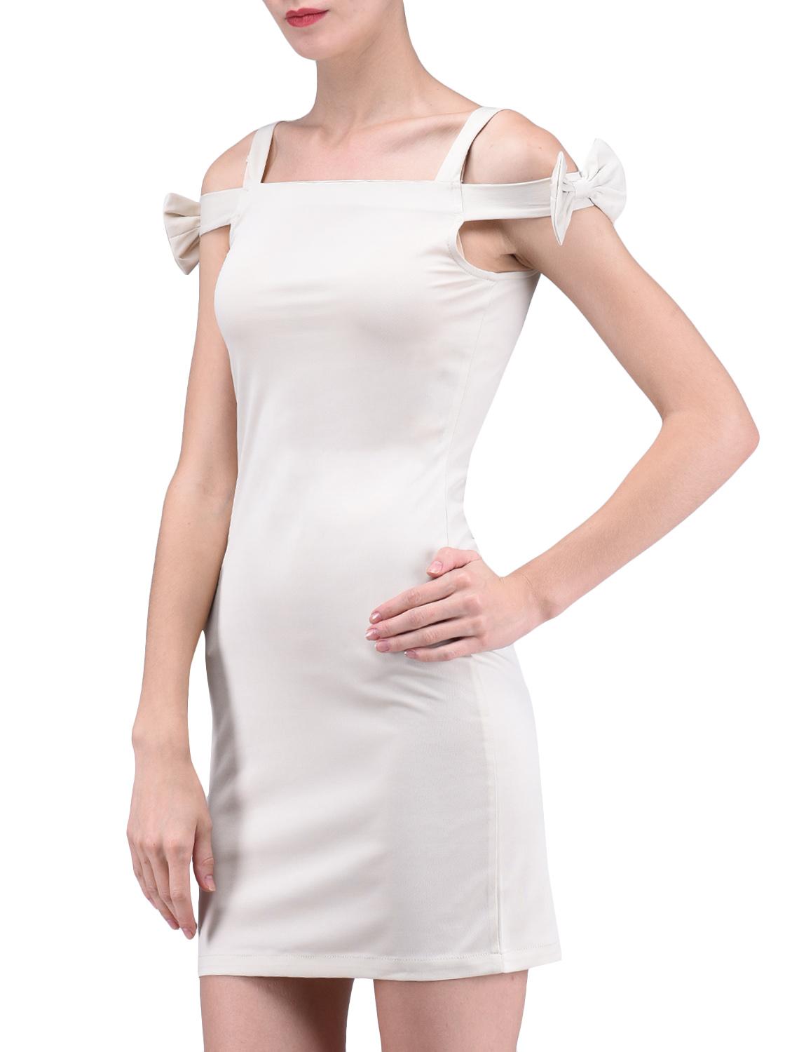 white plain spandex knit dress - 1294665 - Zoom Image - 2