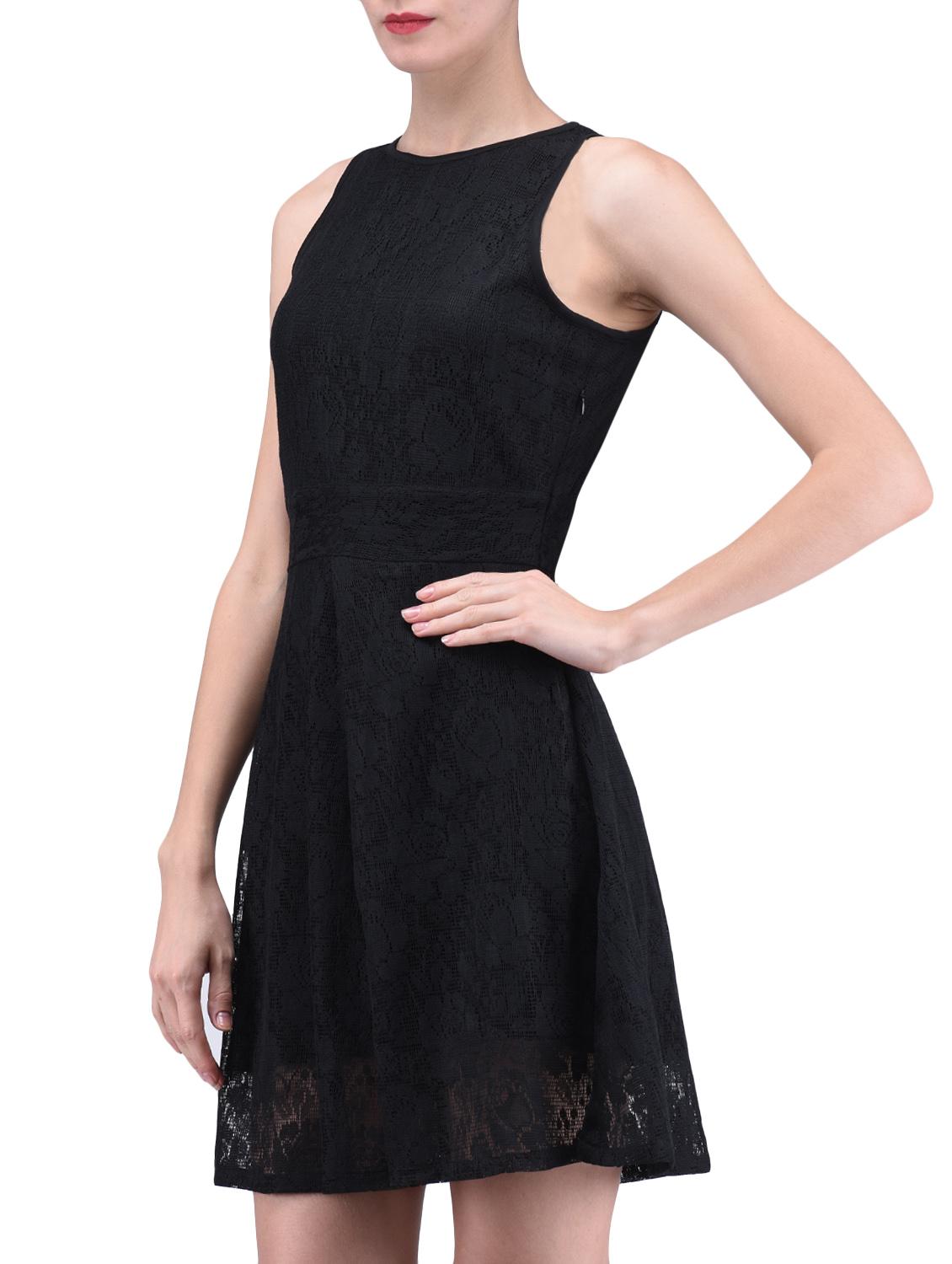 black plain poly lace dress - 1294693 - Zoom Image - 2