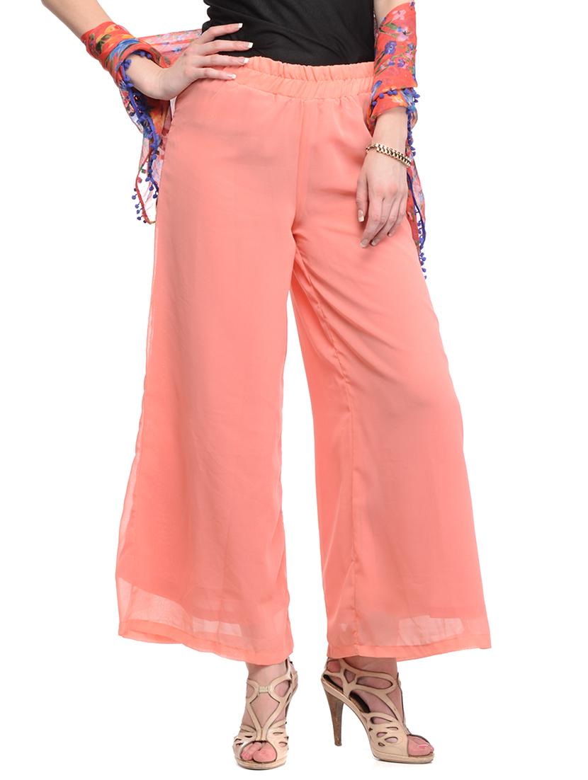 pink georgette palazzos - 12950369 - Zoom Image - 2
