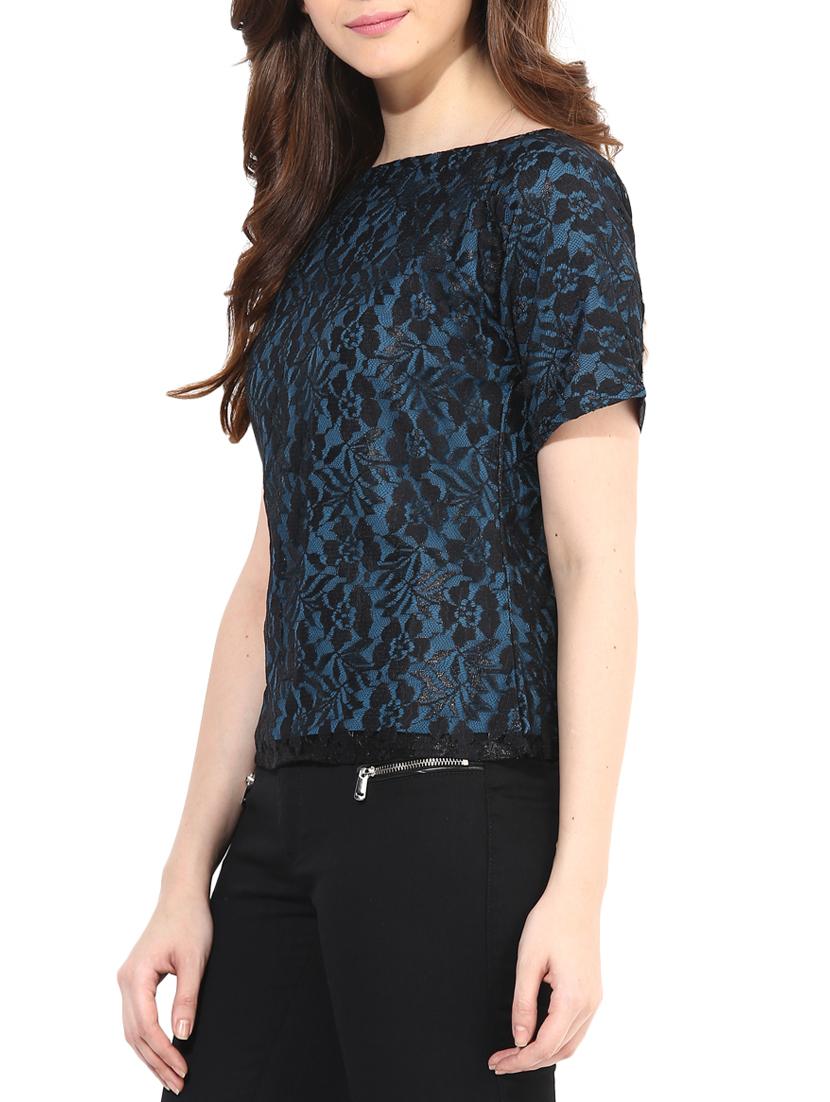 floral lace boat neck top - 1295816 - Zoom Image - 2
