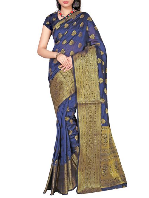 Zari Kanjivaram Silk Saree with blouse - 12959979 - Very Small Image - 1