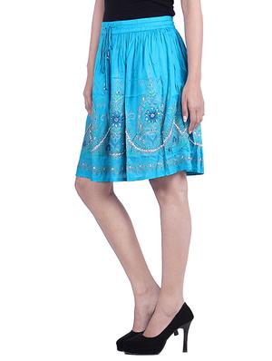 light blue embellished cotton skirt - 12960170 - Standard Image - 2