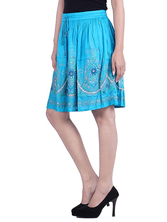 light blue embellished cotton skirt - 12960170 - Zoom Image - 2