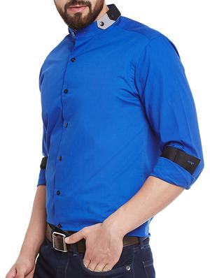 blue cotton casual shirt - 12961612 - Standard Image - 2