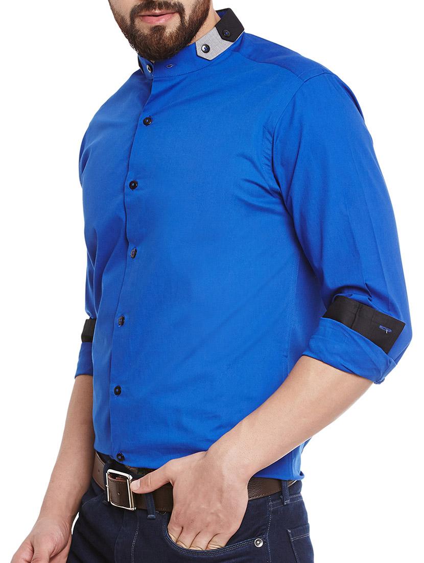 blue cotton casual shirt - 12961612 - Zoom Image - 2
