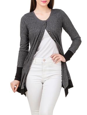 solid grey jersey cardigan - 12964749 - Standard Image - 2