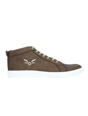 brown leatherette lace up sneaker - 12973458 - Standard Image - 2