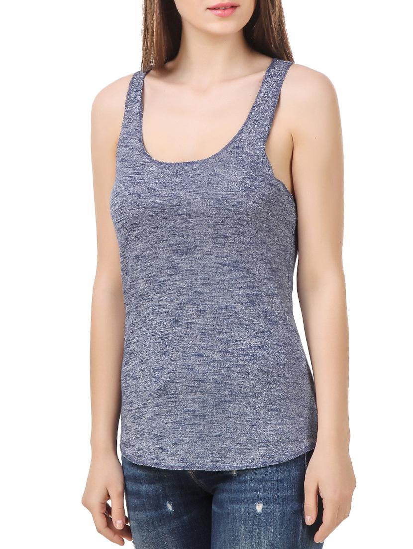 grey cotton racer back top - 12983121 - Zoom Image - 2