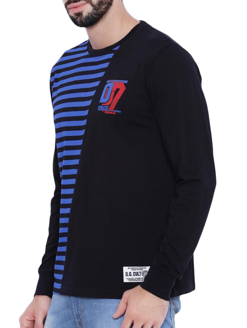 black cotton striped t-shirt - 12989381 - Zoom Image - 2