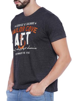 charcoal grey typographic print cotton t-shirt - 12989641 - Standard Image - 2