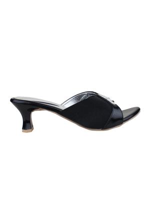 black leatherette slip on sandals - 12989855 - Standard Image - 2