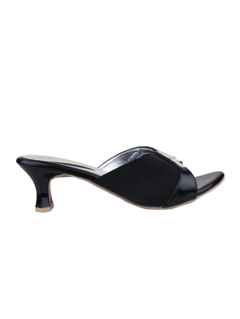 black leatherette slip on sandals - 12989855 - Zoom Image - 2
