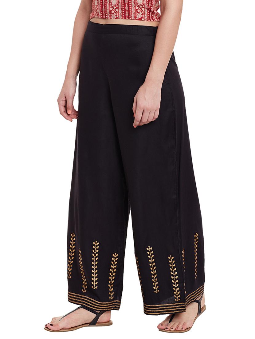 black printed rayon palazzo - 12991673 - Zoom Image - 2