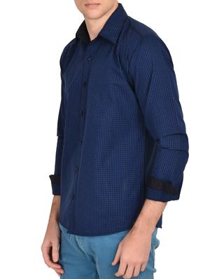 blue cotton checked casual shirt - 12993215 - Standard Image - 2