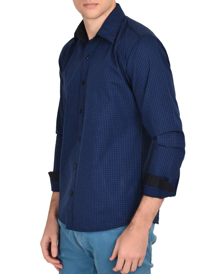 blue cotton checked casual shirt - 12993215 - Zoom Image - 2