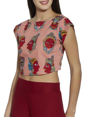 pink printed cotton crop top - 12994210 - Standard Image - 2
