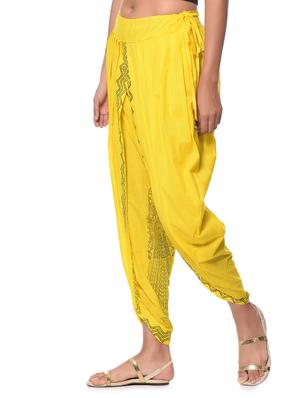 yellow cotton dhoti salwar - 12999743 - Standard Image - 2