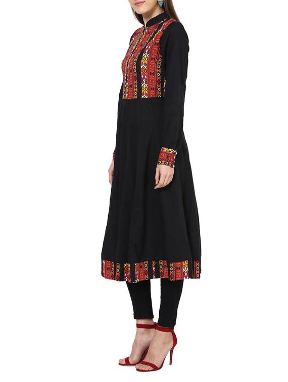 black cotton plain anarkali - 13000394 - Zoom Image - 2