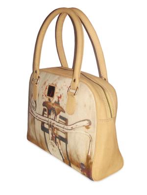 beige bicycle and navigator printed canvas handbag - 1300046 - Standard Image - 2