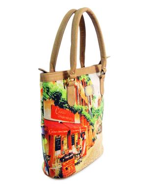 multicoloured printed canvas and leatherette tote - 1300076 - Standard Image - 2