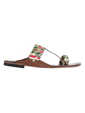 multi colored one toe kolhapuri - 13001860 - Standard Image - 2