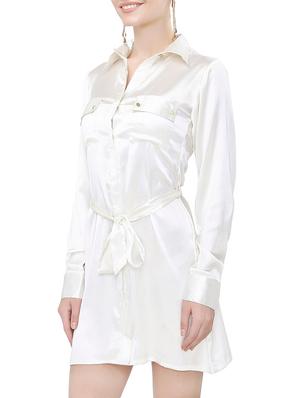 white polyester shirt dress - 13003494 - Standard Image - 2