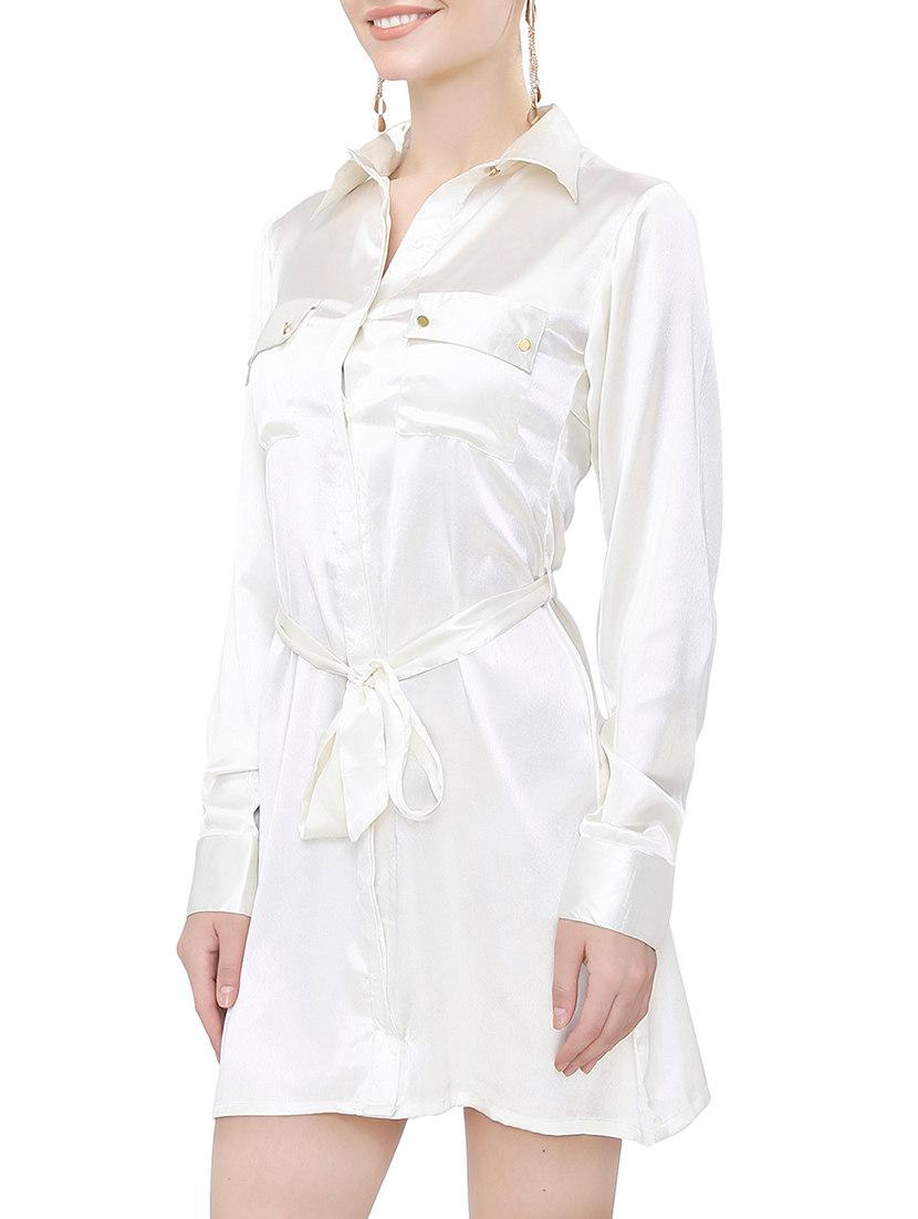 white polyester shirt dress - 13003494 - Zoom Image - 2