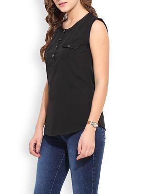 black polyester regular top - 13003927 - Standard Image - 2