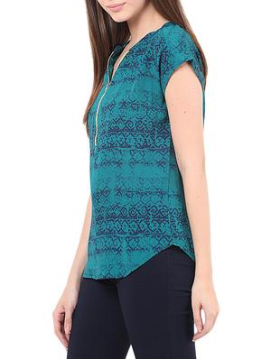 blue printed viscose regular top - 13003946 - Standard Image - 2