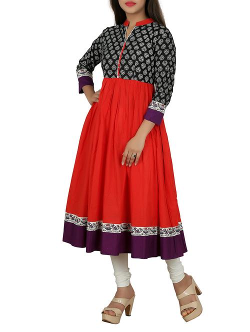 multi cotton anarkali kurta - 13003992 - Standard Image - 1