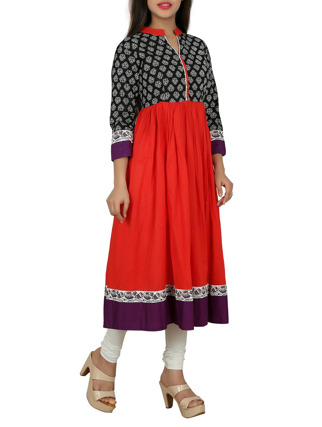 multi cotton anarkali kurta - 13003992 - Zoom Image - 2