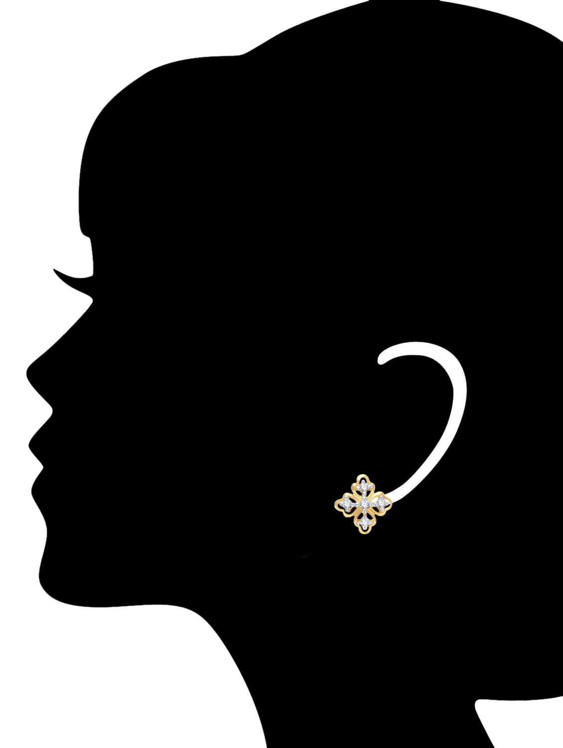 gold metal studs earrings - 13009513 - Zoom Image - 2