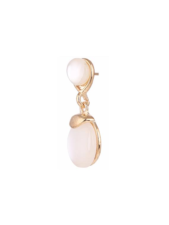 gold metal pearl earrings - 13009560 - Zoom Image - 2
