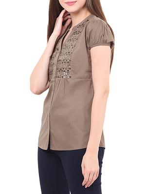 brown cotton regular shirt - 13010252 - Standard Image - 2