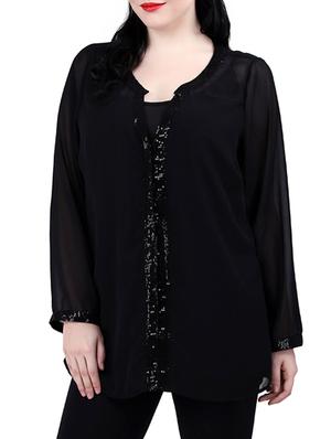sheer sequined plus tunic - 13010796 - Standard Image - 2