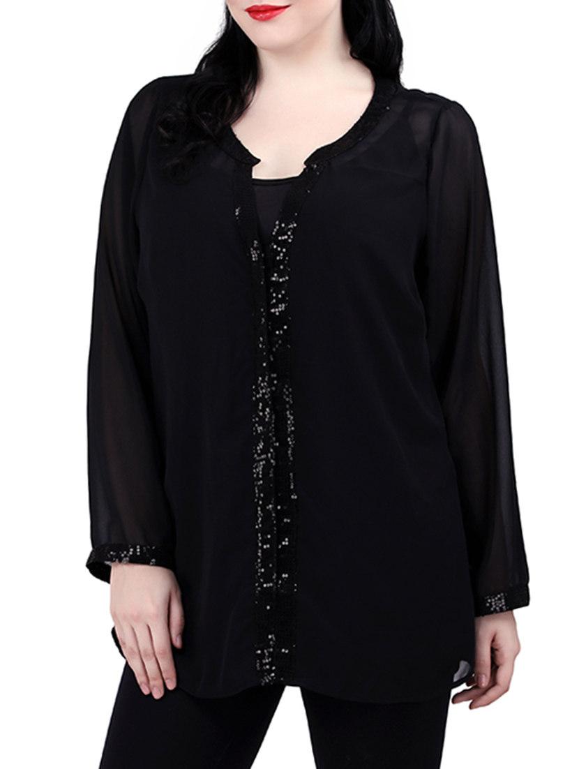 sheer sequined plus tunic - 13010796 - Zoom Image - 2