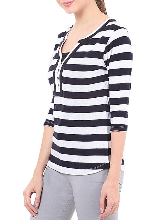 black striped cotton tee - 13013792 - Zoom Image - 2