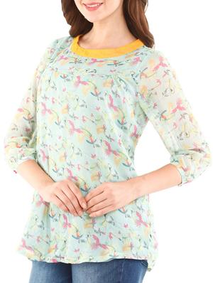 green cotton printed top - 1301505 - Standard Image - 2