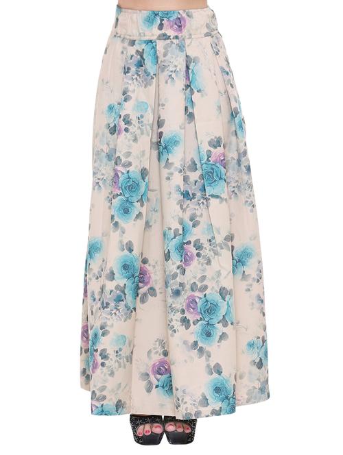 beige floral printed polyester maxi skirt - 13019086 - Very Small Image - 1