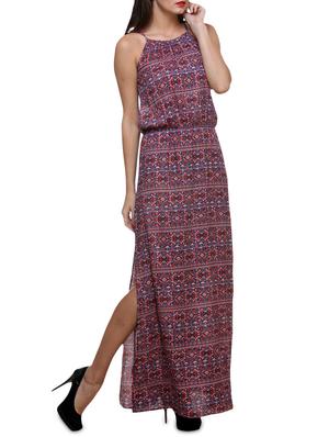 multicolored abstract printed rayon maxi dress - 1303548 - Standard Image - 2