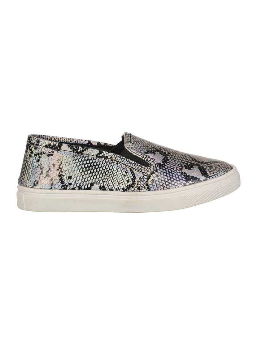 silver leatherette plimsolls casual shoes - 13038615 - Zoom Image - 2