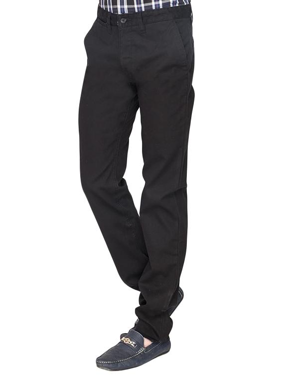 black cotton chinos casual trousers - 13047545 - Zoom Image - 2