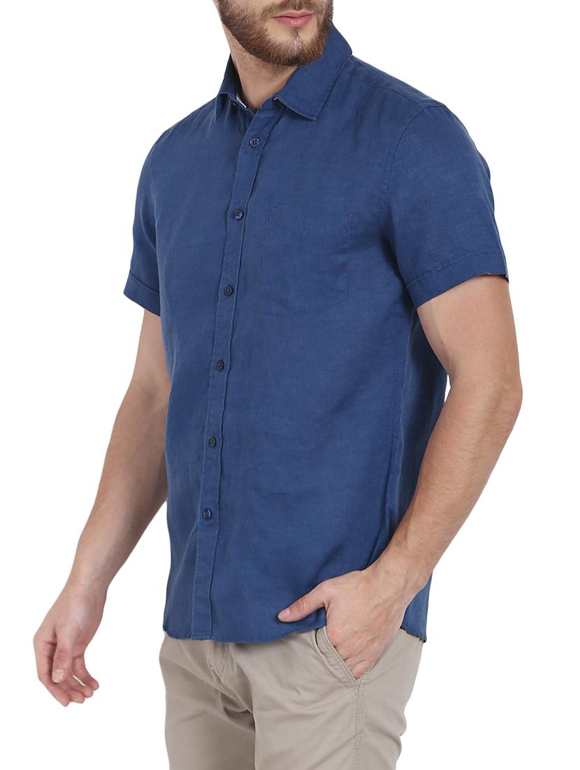 blue cotton casual shirt - 13055764 - Zoom Image - 2